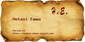 Hetesi Emma névjegykártya